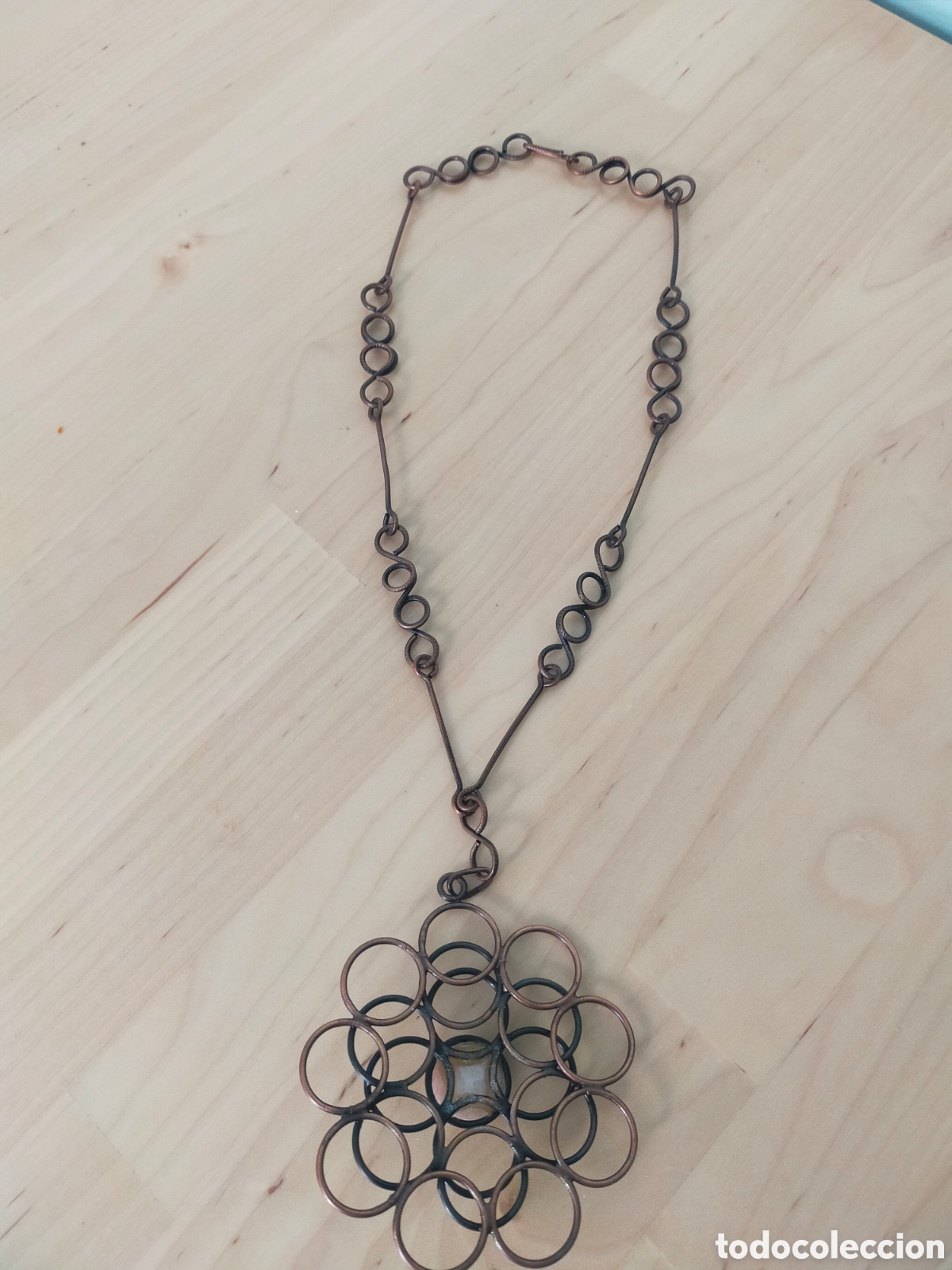 Antig&uuml;edades: Collar artesanal flor rosa - Foto 4