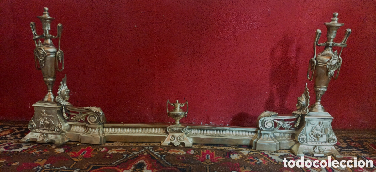 Antig&uuml;edades: Antig&uuml;o Frontal de chimenea de bronce - Foto 1