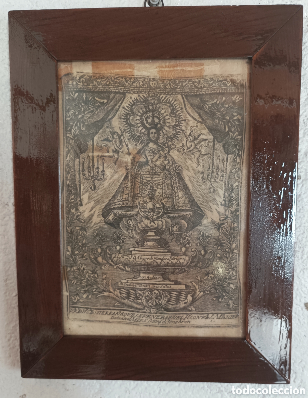 Antiquit&eacute;s: Antiqu&iacute;simo Grabado en Seda SXVIII Virgen de la soterra&ntilde;a