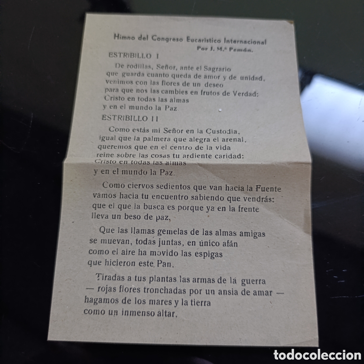 Antig&uuml;edades: ANTIGUO HIMNO CONGRESO EUCARISTICO INTERNACIONAL - Foto 1