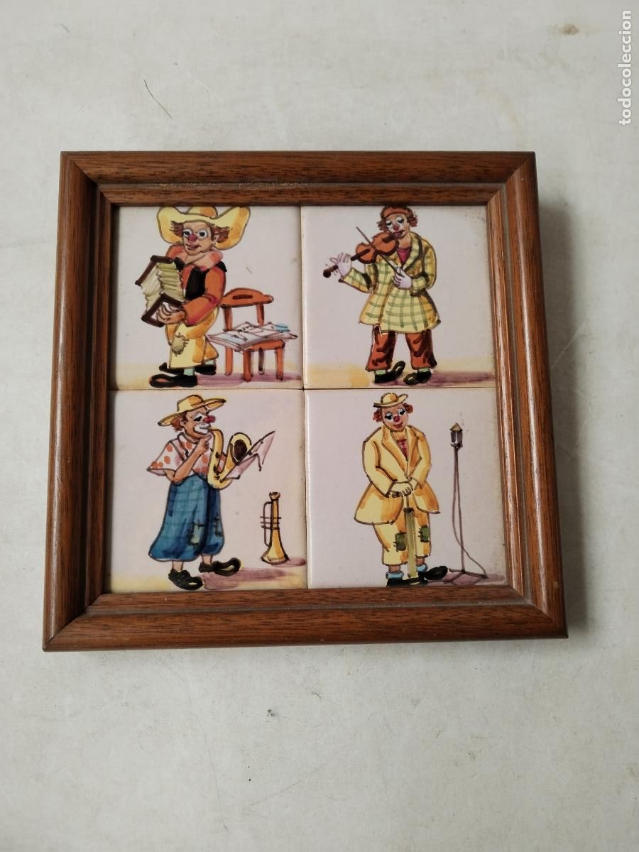 Antig&uuml;edades: cuadro azulejos de payasos musicos - Foto 3