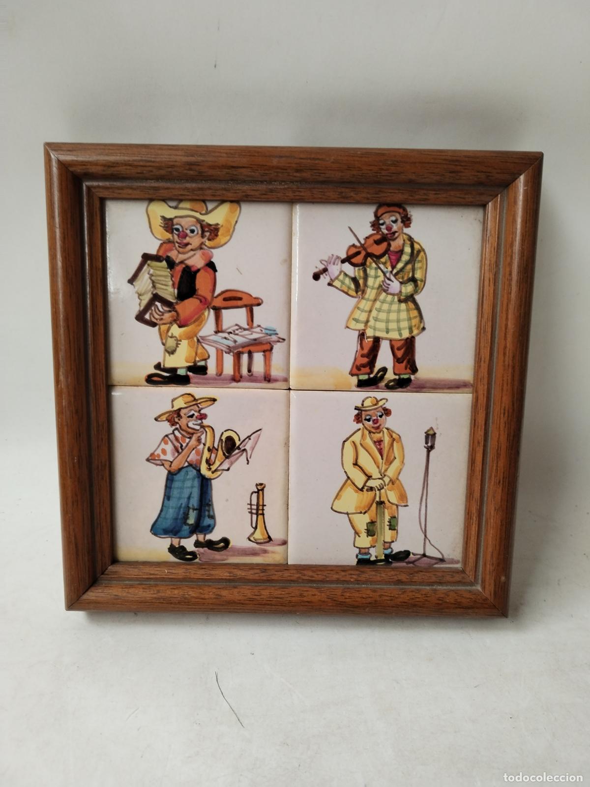 Antig&uuml;edades: cuadro azulejos de payasos musicos - Foto 1
