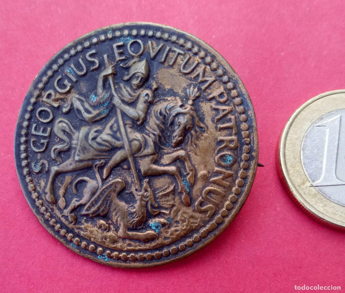 Antig&uuml;edades: Medalla Broche Antiguo San Jorge. - Foto 1