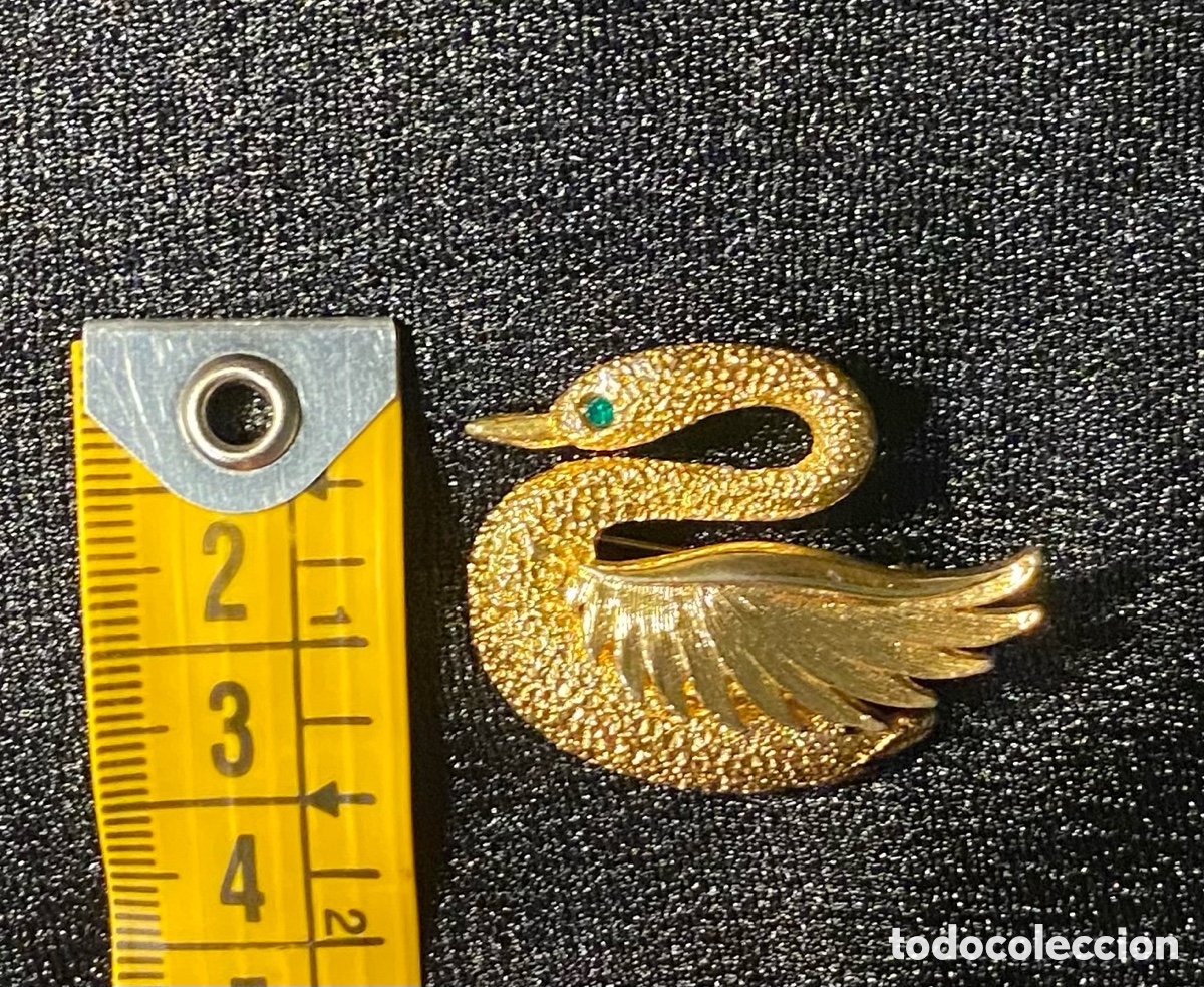 Antig&uuml;edades: Broche vintage cisne dorado - Foto 2