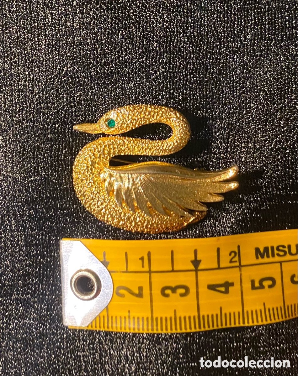 Antig&uuml;edades: Broche vintage cisne dorado - Foto 3