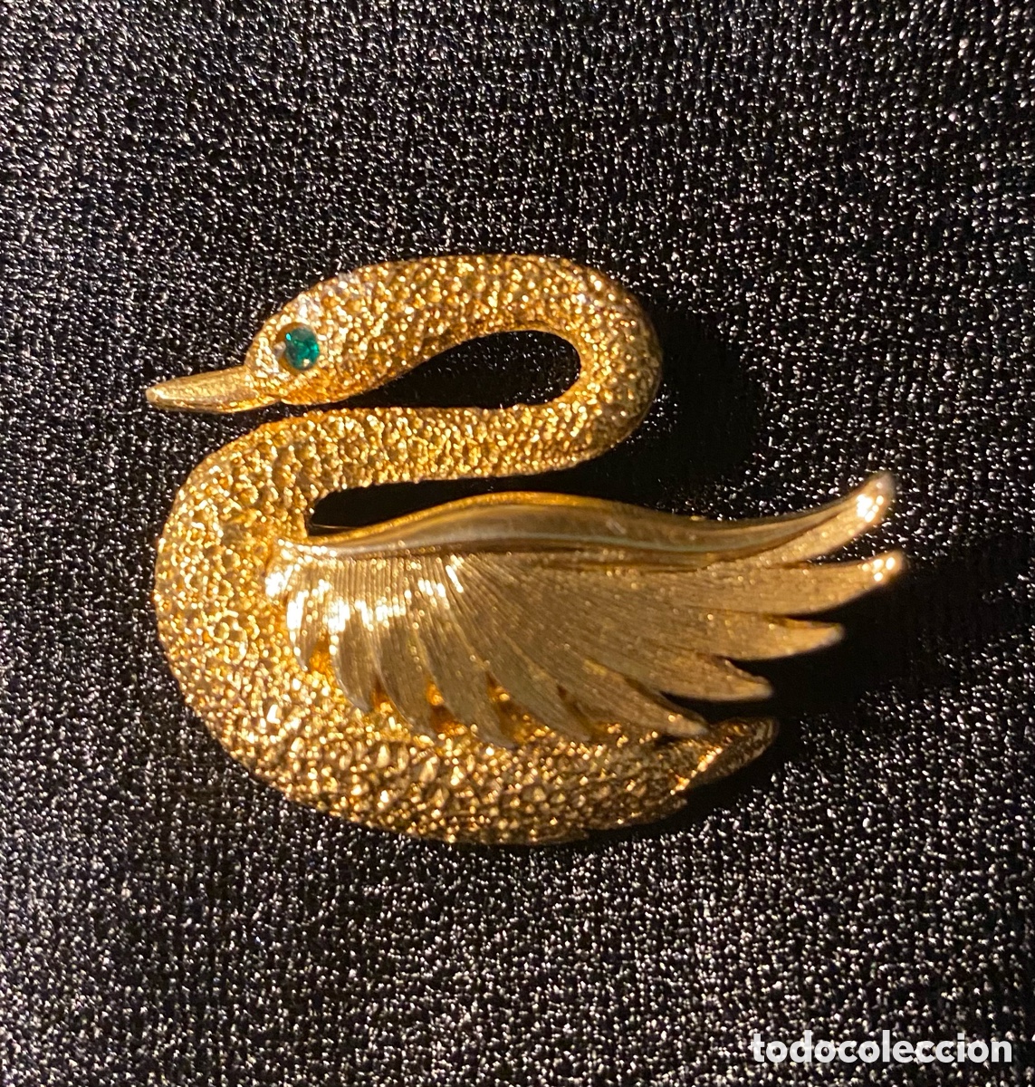 Antig&uuml;edades: Broche vintage cisne dorado - Foto 5