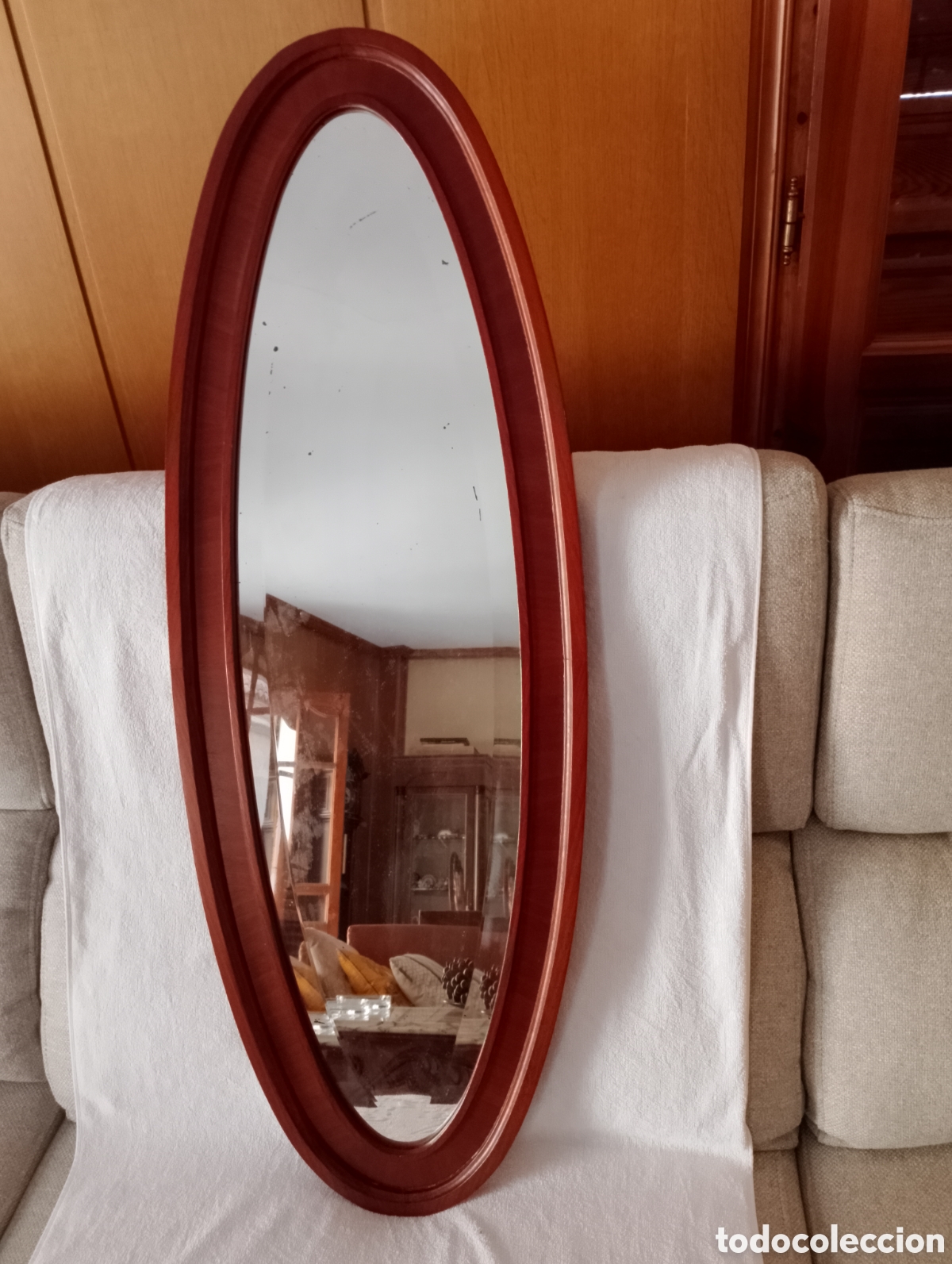 Antig&uuml;edades: Espejo ovalado biselado antiguo - Foto 2
