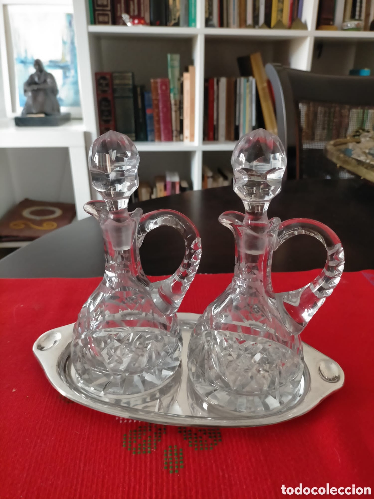 Antig&uuml;edades: Vinagreta y aceitera cristal - Foto 1