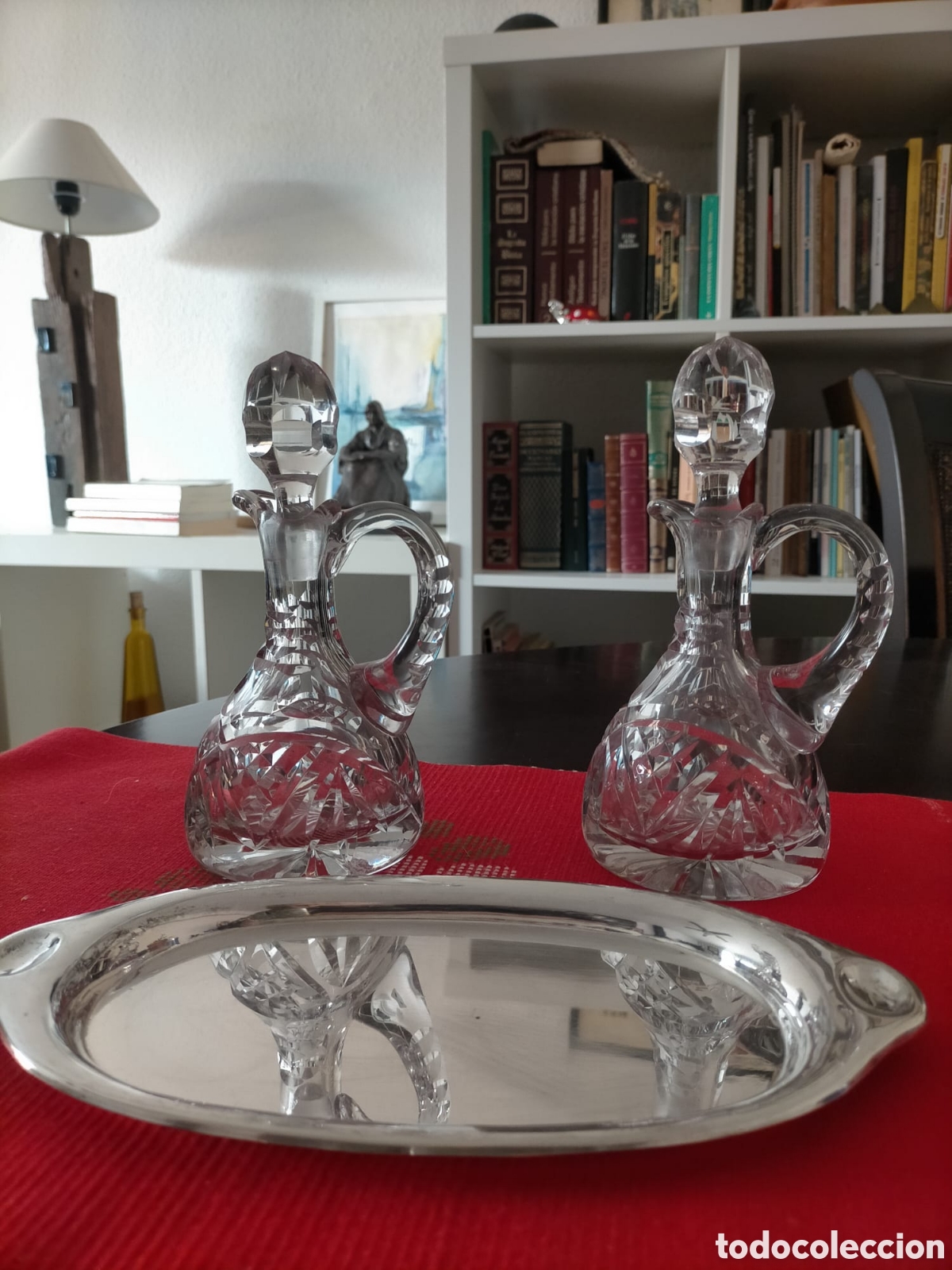 Antig&uuml;edades: Vinagreta y aceitera cristal - Foto 2