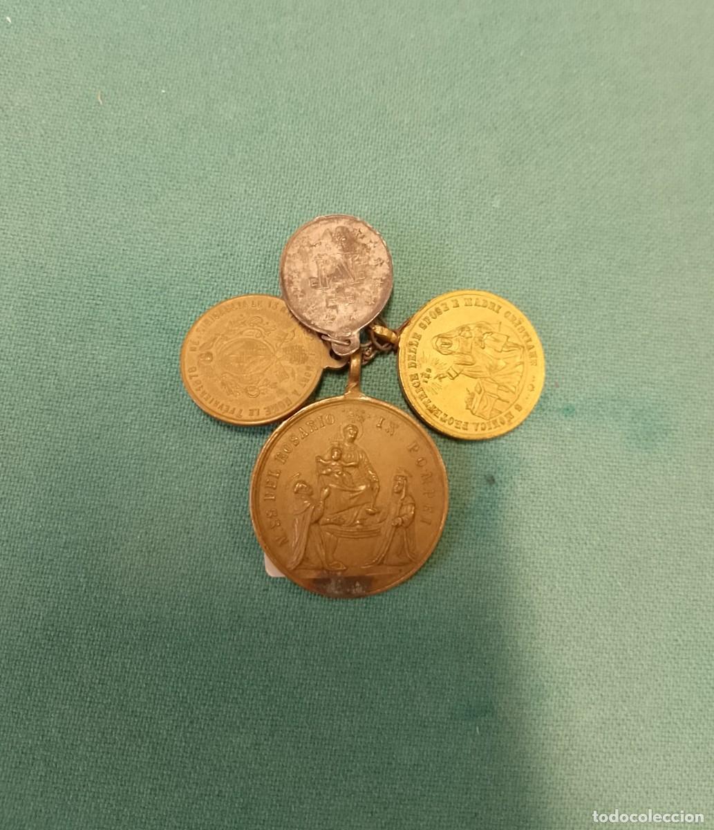 Antig&uuml;edades: Conjunto de 4 medallitas religiosas - Foto 2