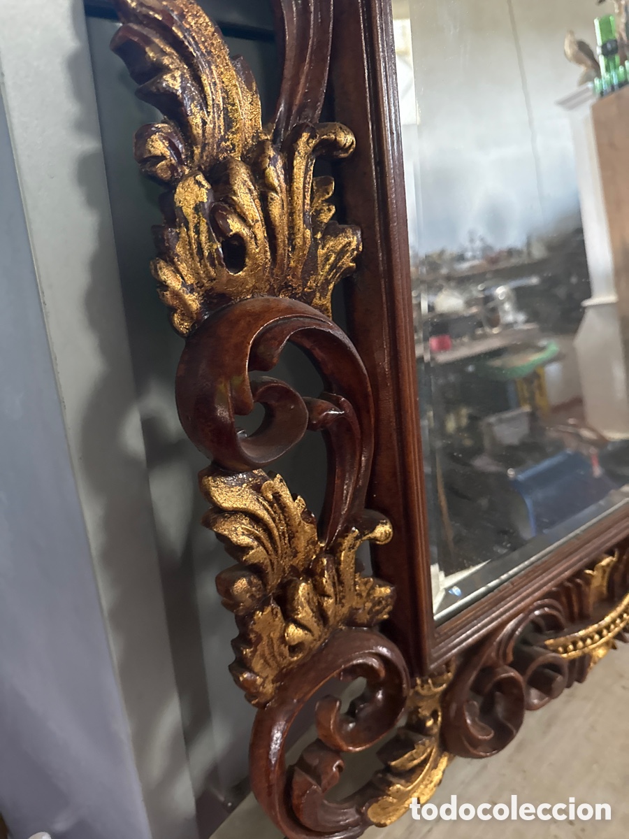Antig&uuml;edades: Espejo de madera antiguo con policromia - Foto 4
