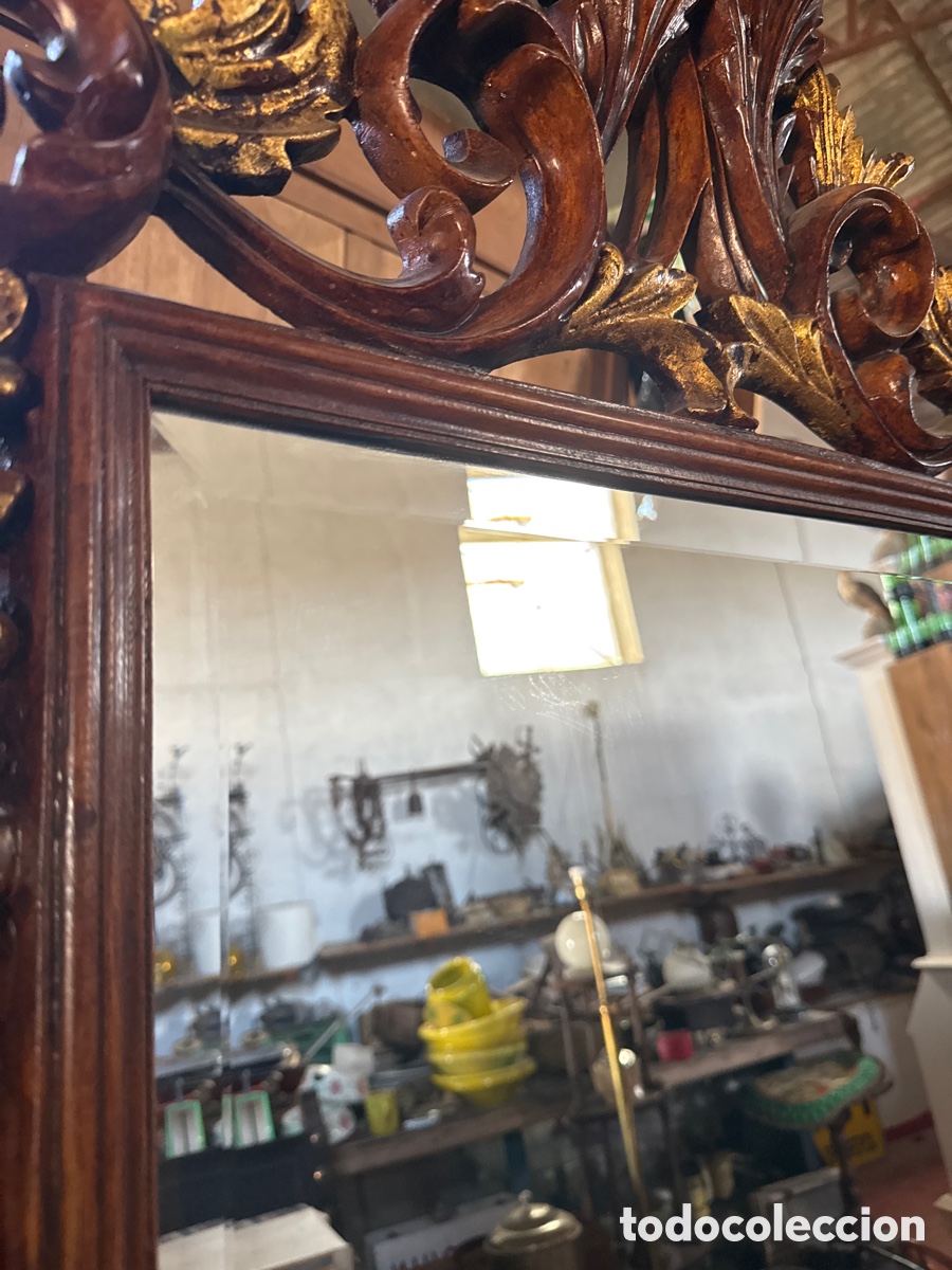 Antig&uuml;edades: Espejo de madera antiguo con policromia - Foto 5
