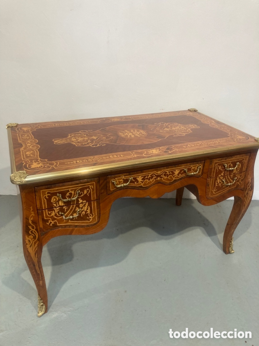 Antig&uuml;edades: Mesa antigua marqueter&iacute;a y bronces - Foto 2