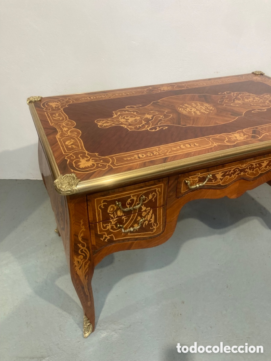 Antig&uuml;edades: Mesa antigua marqueter&iacute;a y bronces - Foto 3