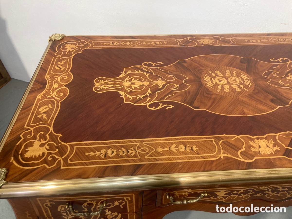 Antig&uuml;edades: Mesa antigua marqueter&iacute;a y bronces - Foto 9
