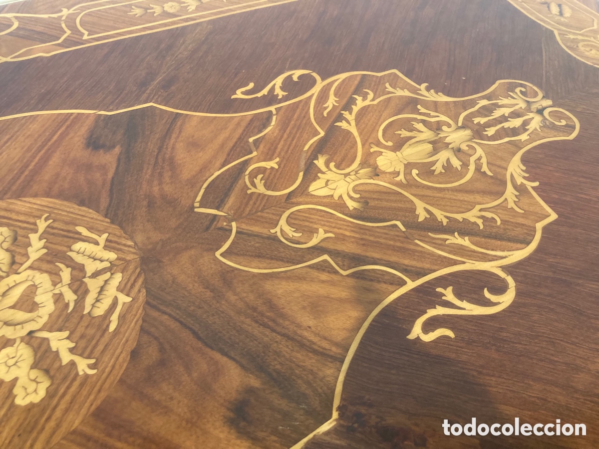 Antig&uuml;edades: Mesa antigua marqueter&iacute;a y bronces - Foto 11