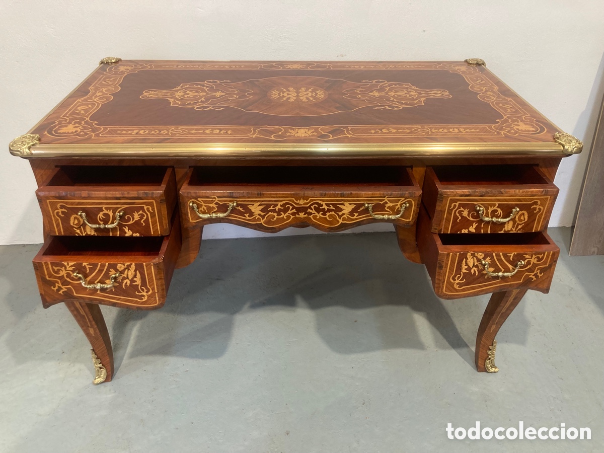 Antig&uuml;edades: Mesa antigua marqueter&iacute;a y bronces - Foto 23