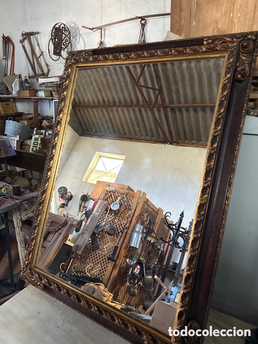 Antig&uuml;edades: Espejo de madera con policromia - Foto 1
