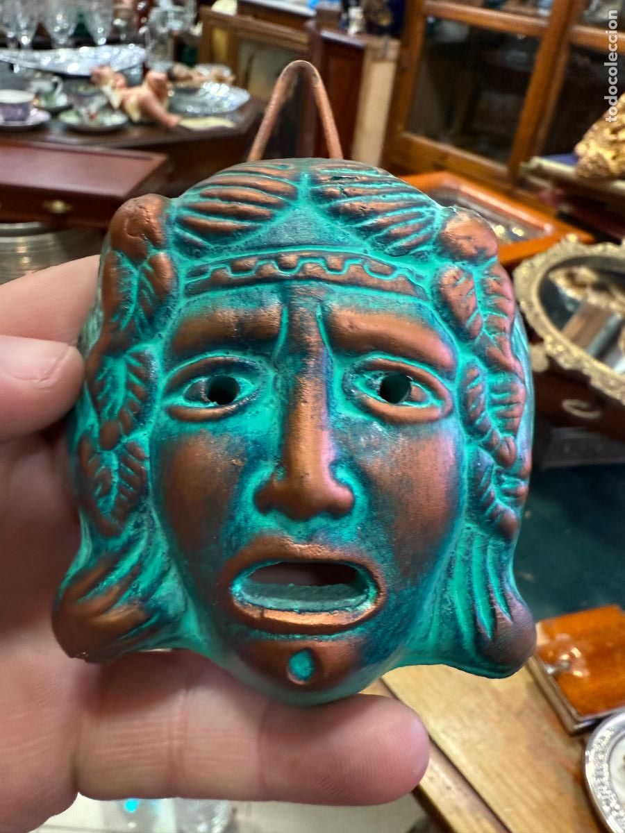 Antiquit&auml;ten: CARETA DE TERRACOTA ESTILO FENICIA - MEDIDA 9,5X7 CM