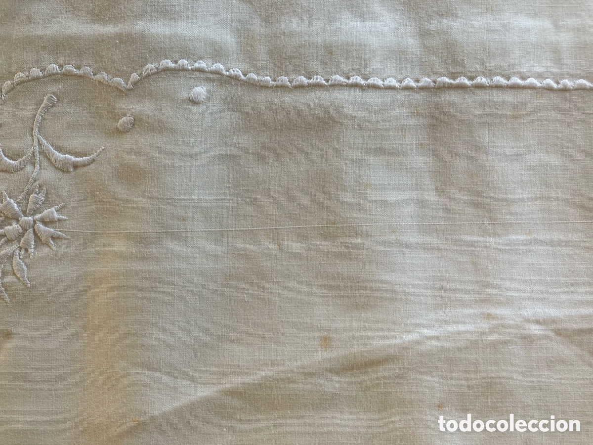 Antig&uuml;edades: S&aacute;banas de algod&oacute;n bordada con flor calada Terlenka - Foto 6