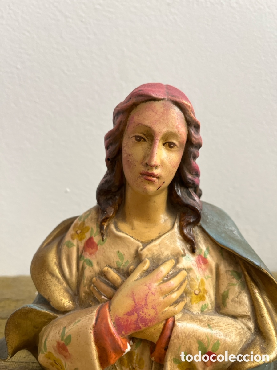 Antig&uuml;edades: Busto de la Virgen Mar&iacute;a en escayola. - Foto 2
