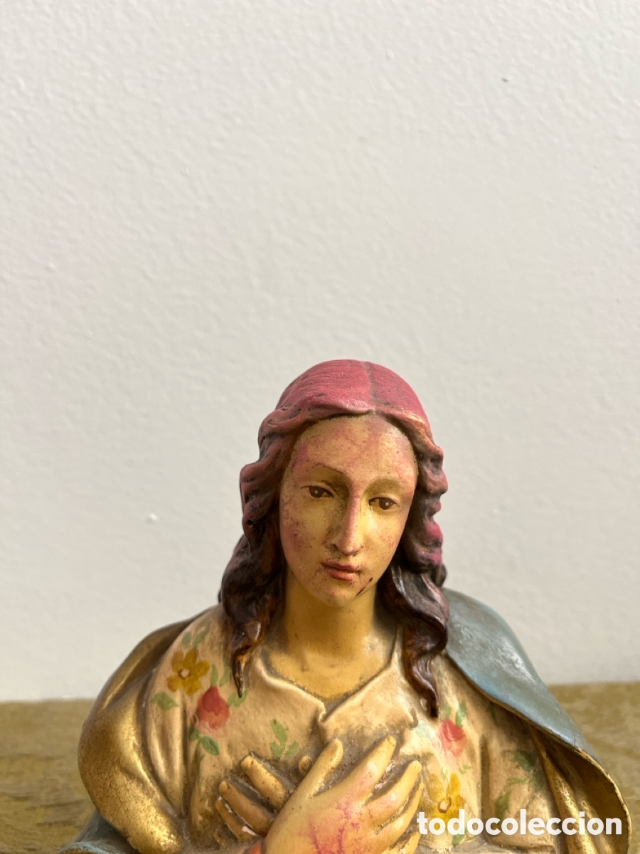 Antig&uuml;edades: Busto de la Virgen Mar&iacute;a en escayola. - Foto 11