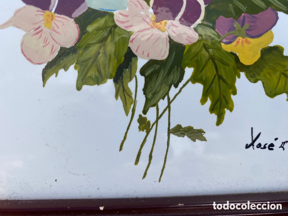 Antig&uuml;edades: Azulejo enmarcado pintado con firma - Foto 4