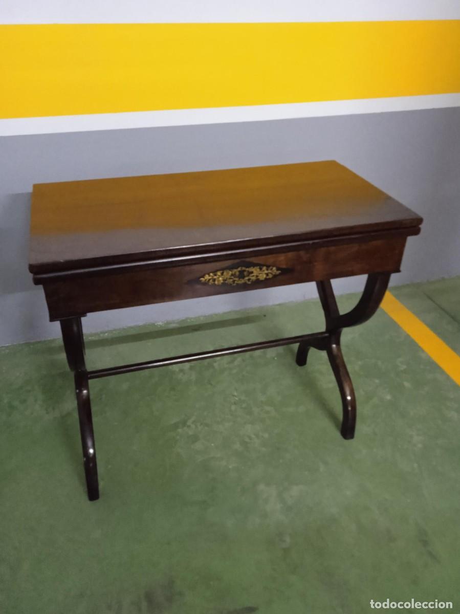 Antig&uuml;edades: Mesa de juego de caoba - Foto 1