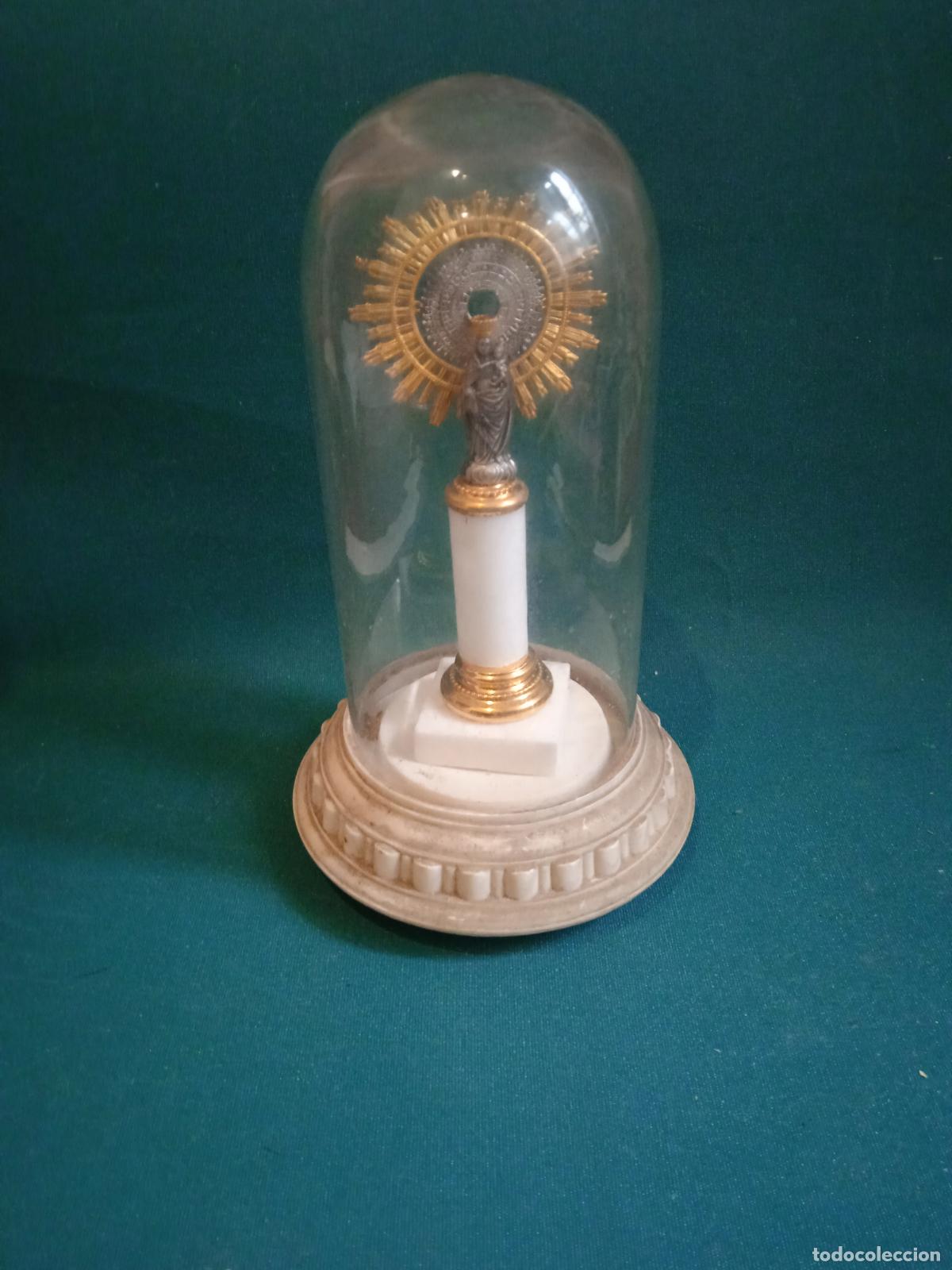 Antig&uuml;edades: VIRGEN DEL PILAR EN C&Uacute;PULA DE CRISTAL - Foto 1