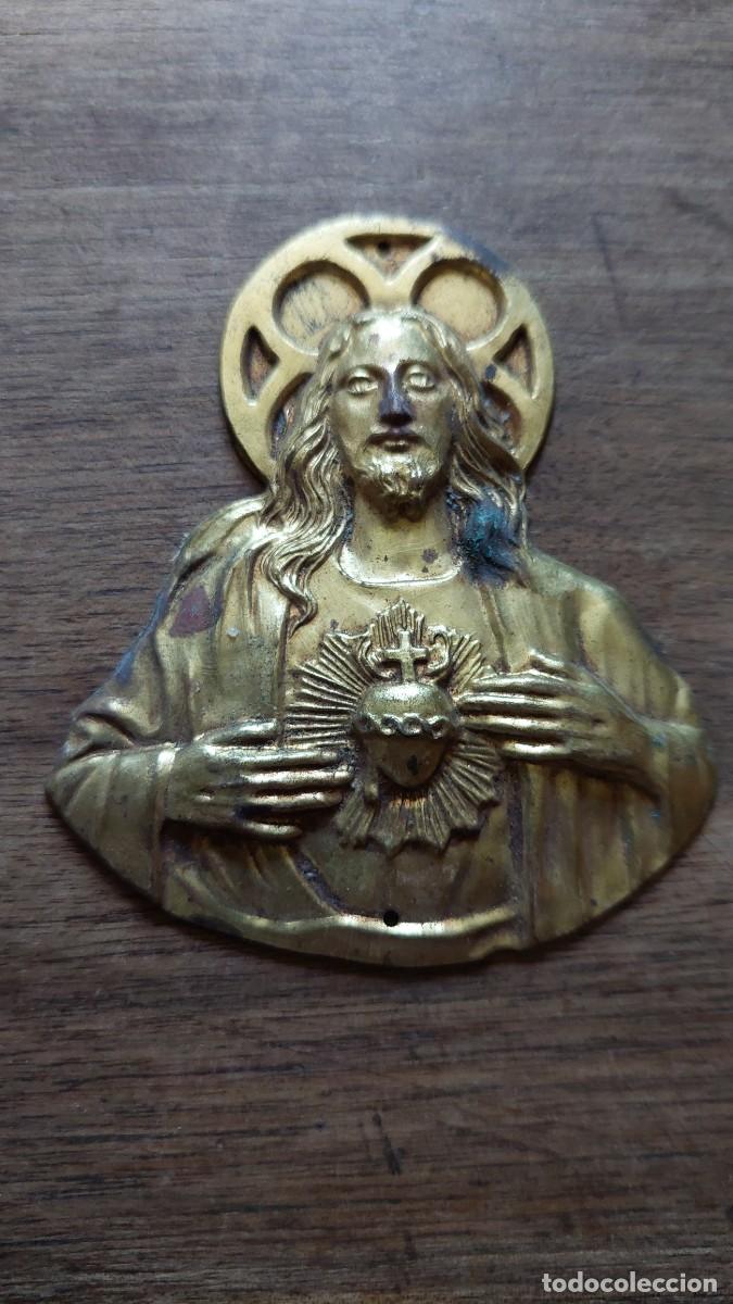 Antig&uuml;edades: Antigua placa de Puerta Sagrado Corazon - Foto 1