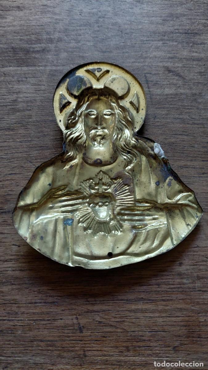 Antig&uuml;edades: Antigua placa de Puerta Sagrado Corazon - Foto 2