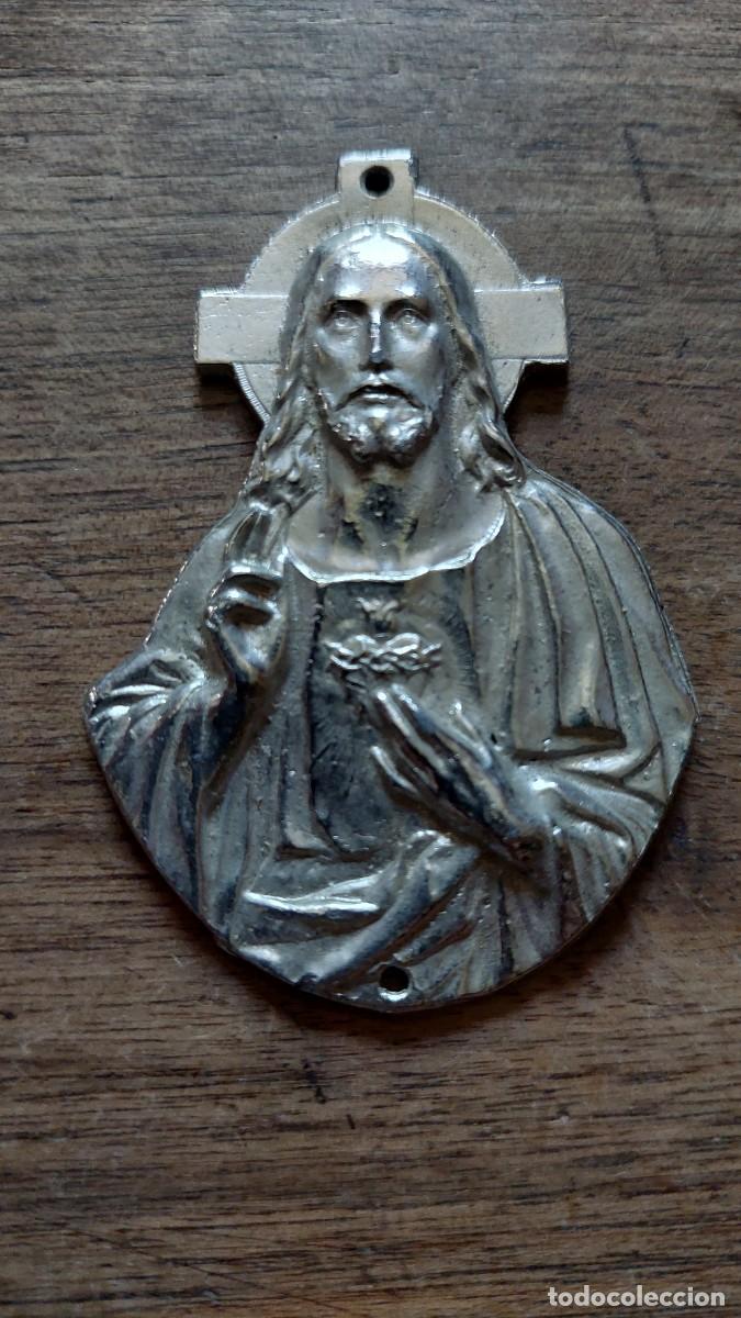 Antig&uuml;edades: Antigua placa de Puerta Sagrado Corazon - Foto 1