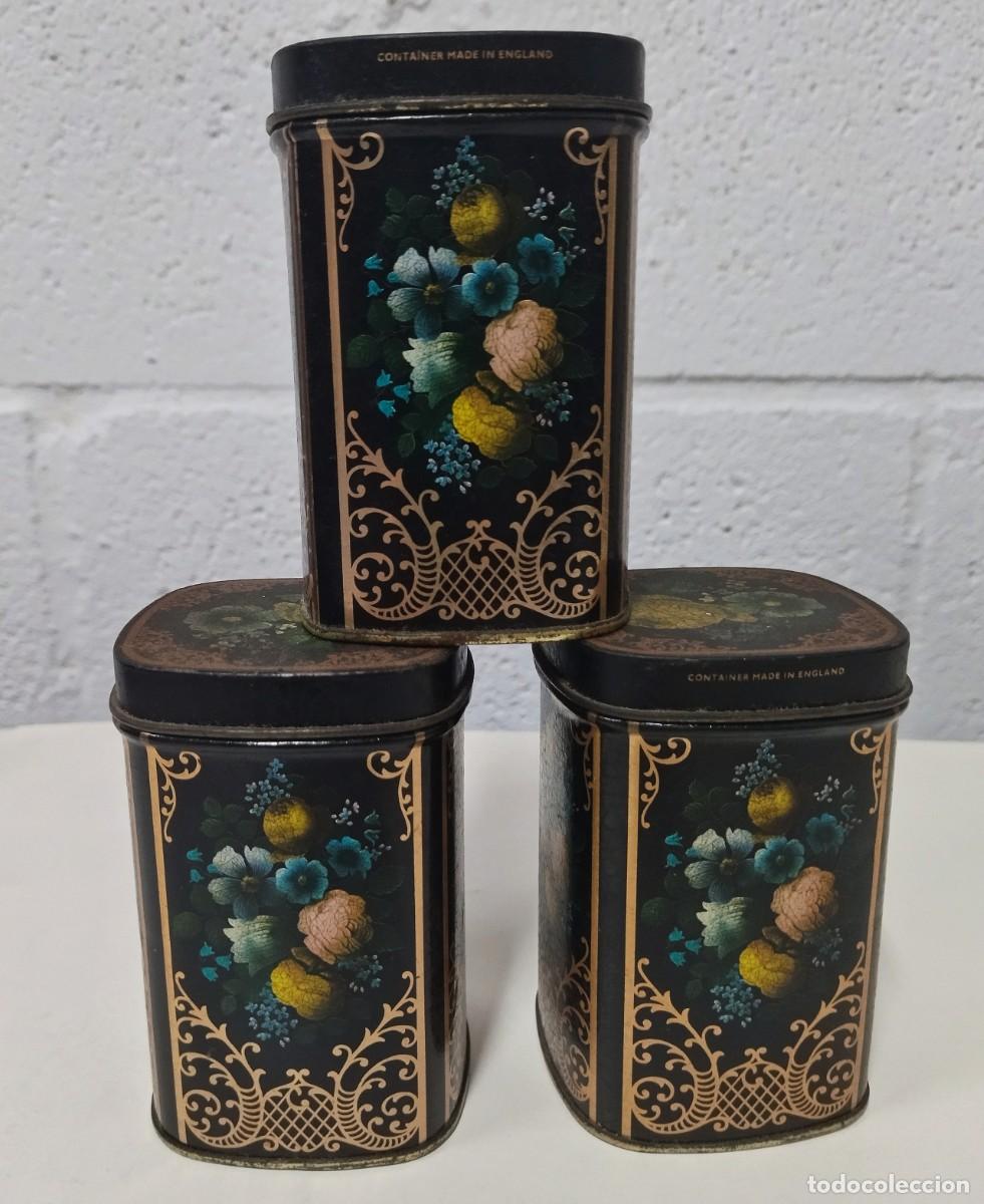 Antig&uuml;edades: Latas de t&eacute; Inglaterra conjunto de tres. - Foto 2