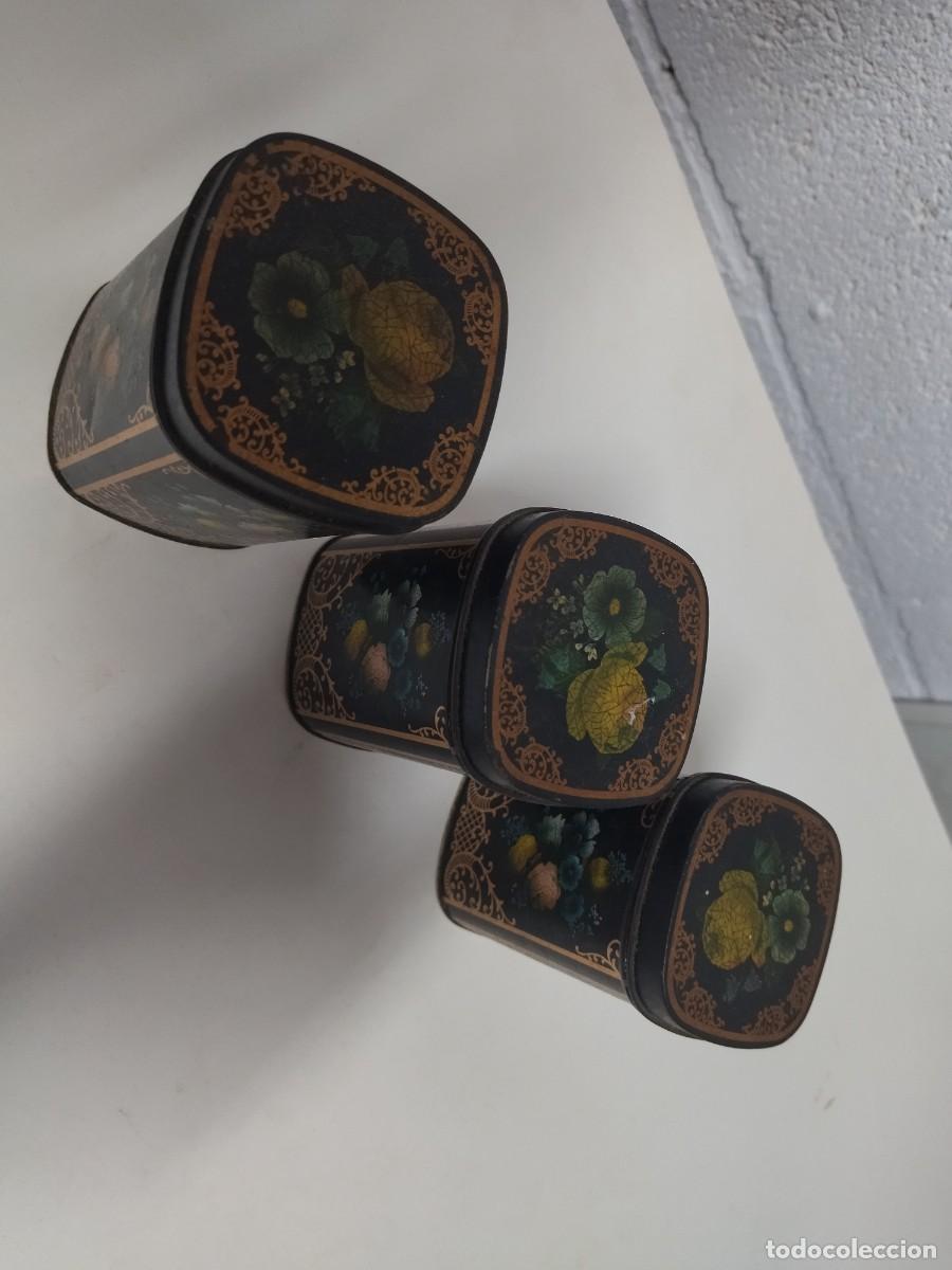 Antig&uuml;edades: Latas de t&eacute; Inglaterra conjunto de tres. - Foto 7