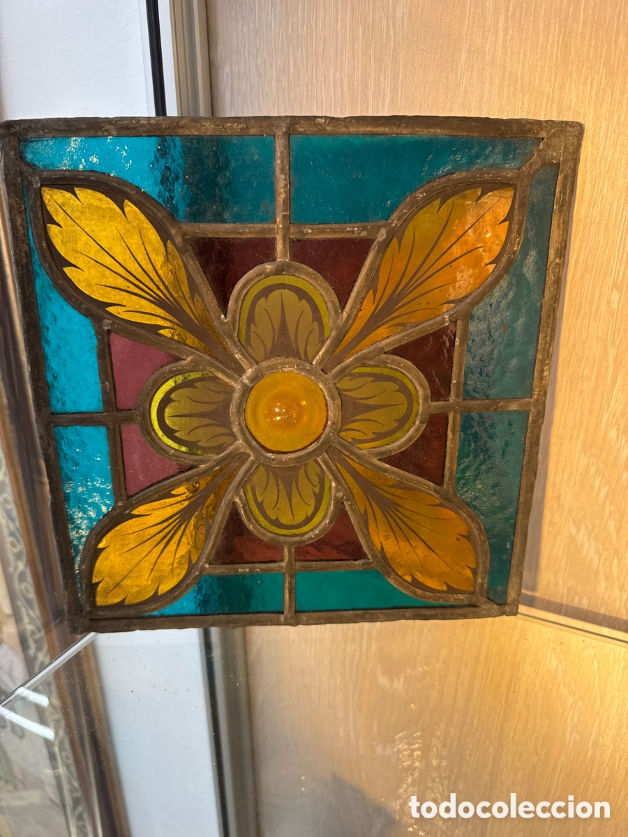Oggetti Antichi: Vitral antiguo cuadrado