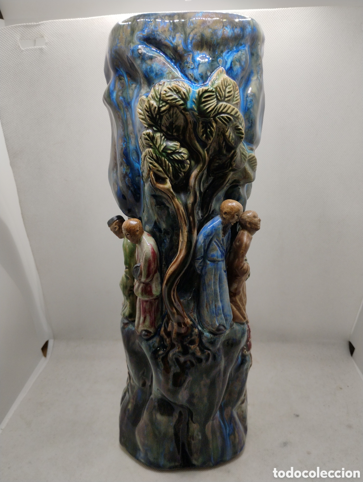 Antig&uuml;edades: Jarr&oacute;n Gres Esmaltado, con personajes chinos en relieve - Foto 3