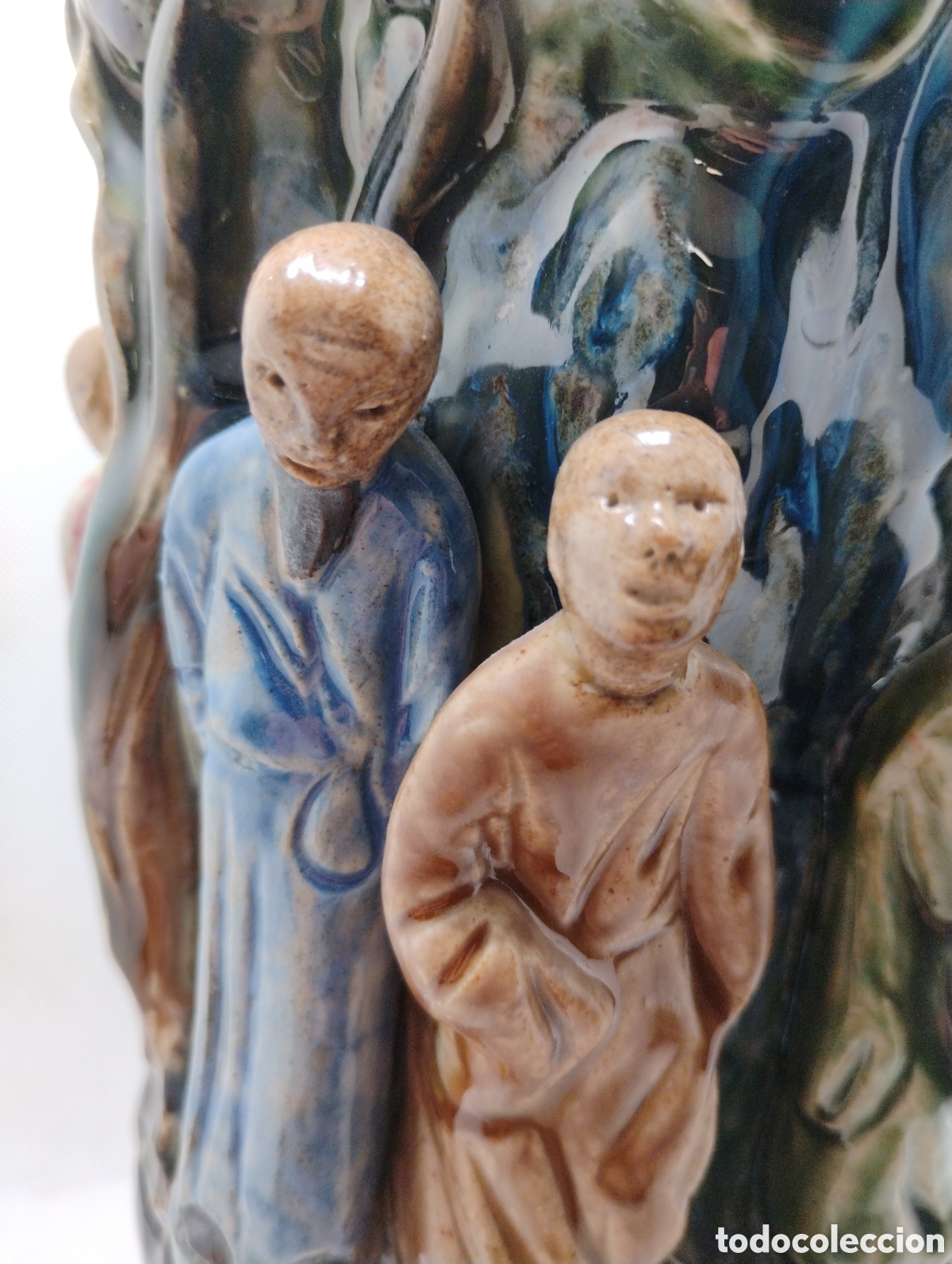 Antig&uuml;edades: Jarr&oacute;n Gres Esmaltado, con personajes chinos en relieve - Foto 5