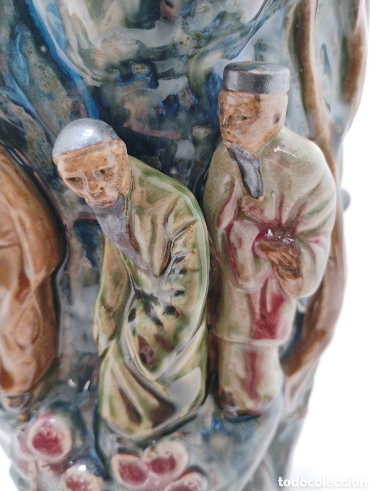 Antig&uuml;edades: Jarr&oacute;n Gres Esmaltado, con personajes chinos en relieve - Foto 6