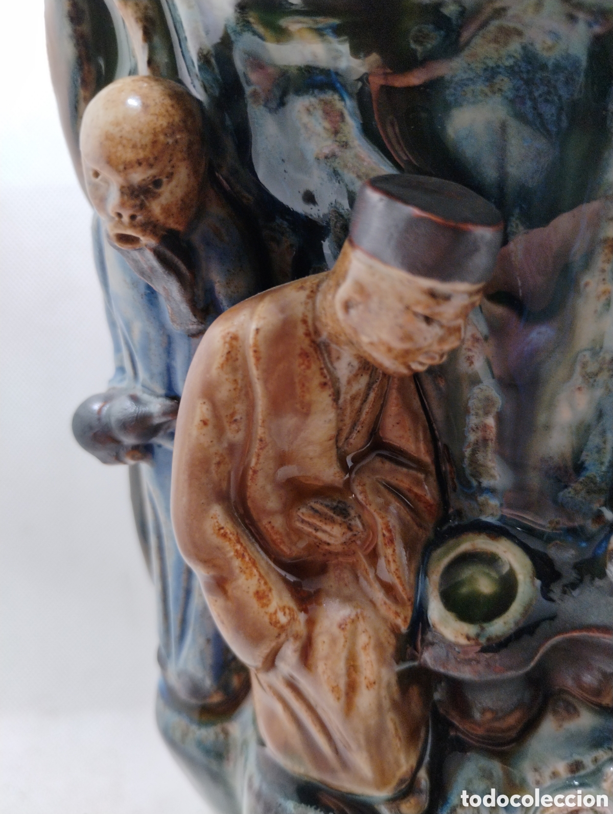 Antig&uuml;edades: Jarr&oacute;n Gres Esmaltado, con personajes chinos en relieve - Foto 7