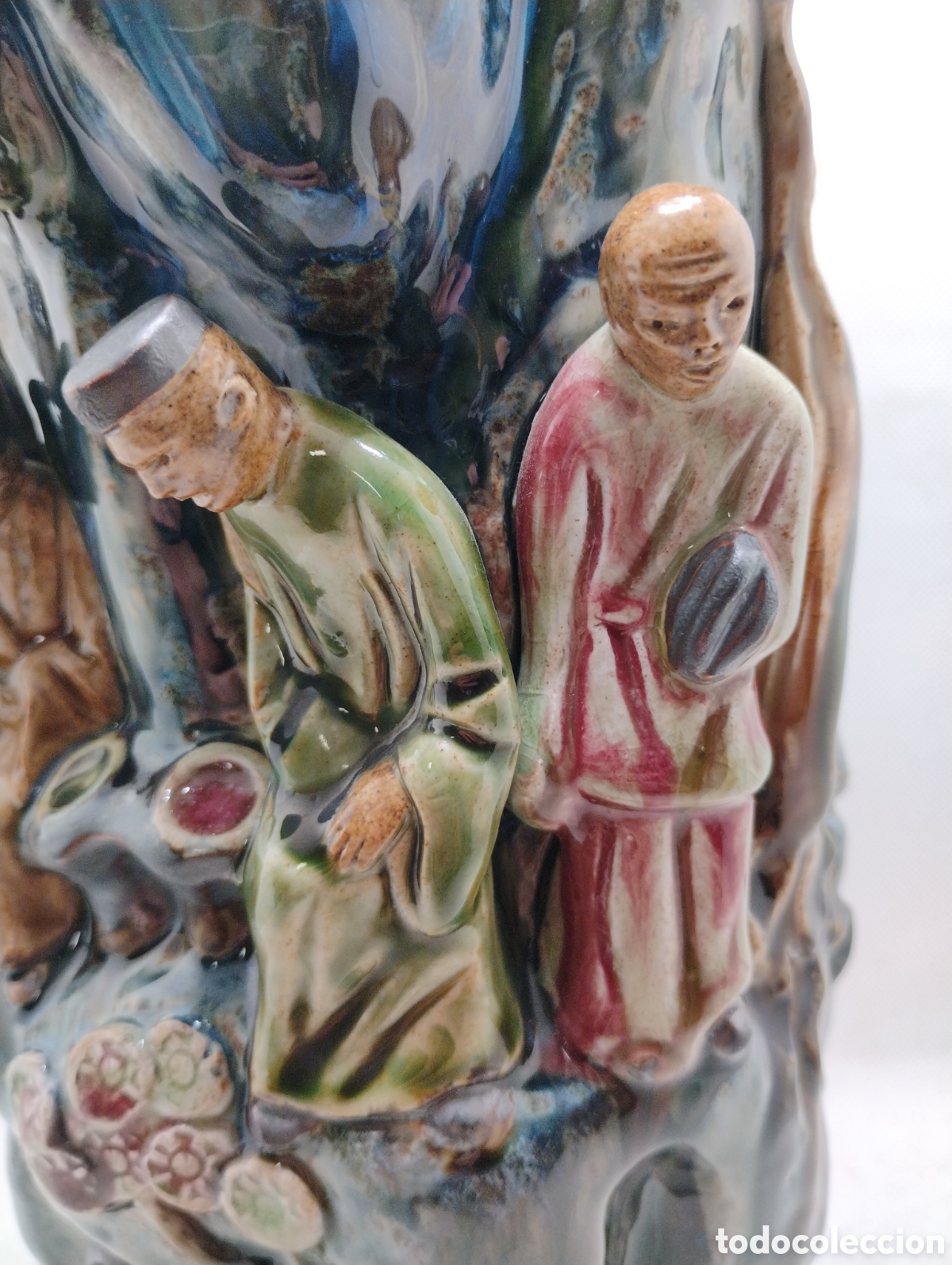 Antig&uuml;edades: Jarr&oacute;n Gres Esmaltado, con personajes chinos en relieve - Foto 8
