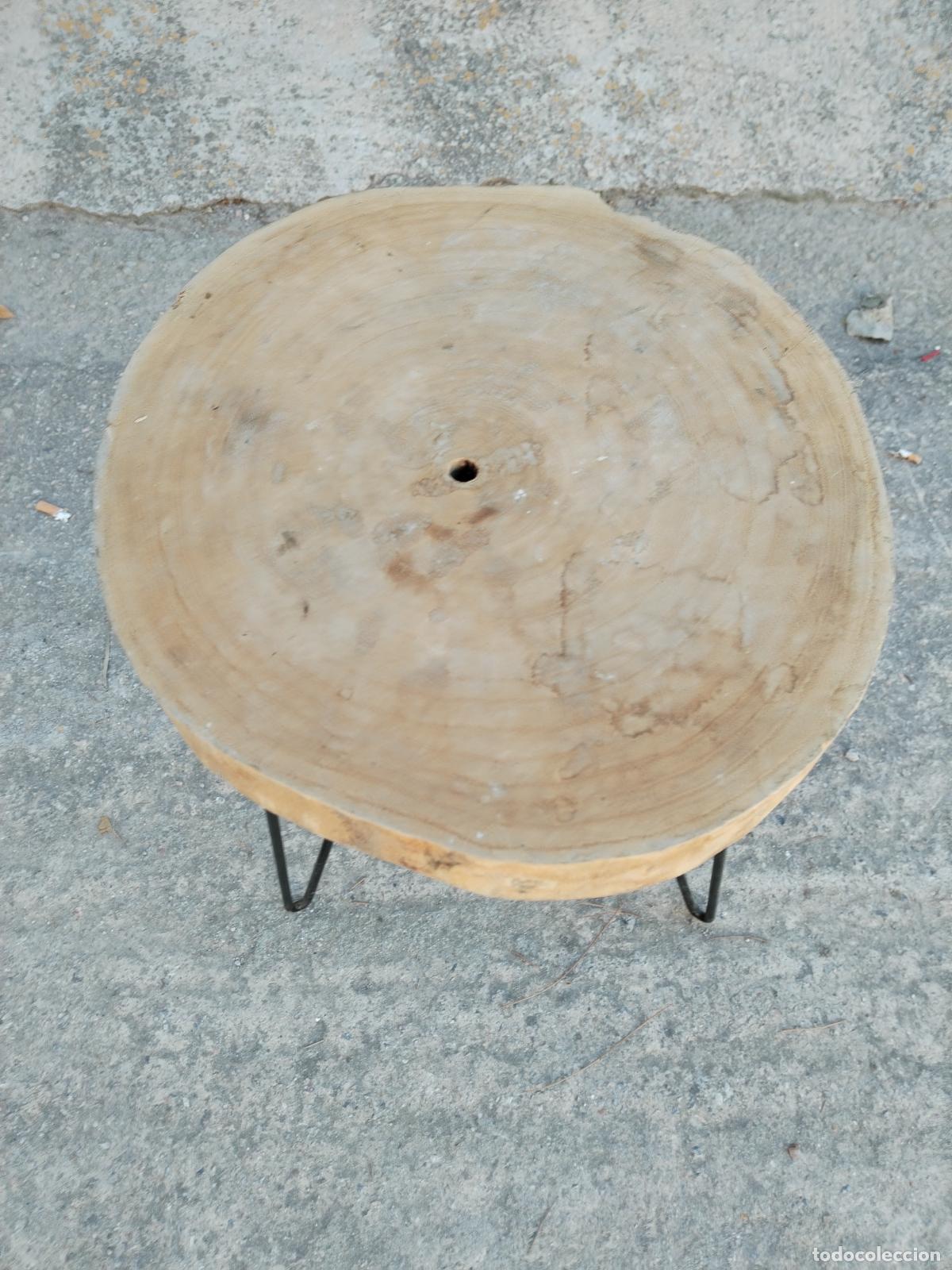 Antig&uuml;edades: mesa auxiliar tronco de madera - Foto 3