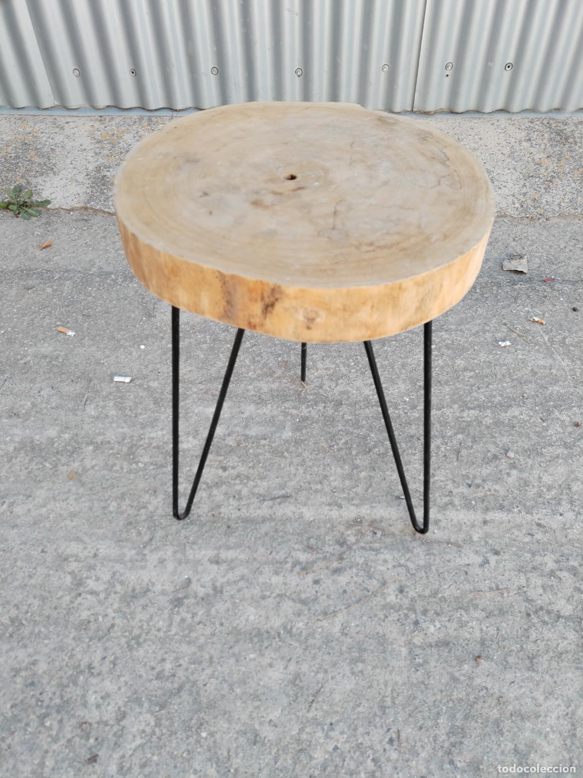 Antig&uuml;edades: mesa auxiliar tronco de madera - Foto 4