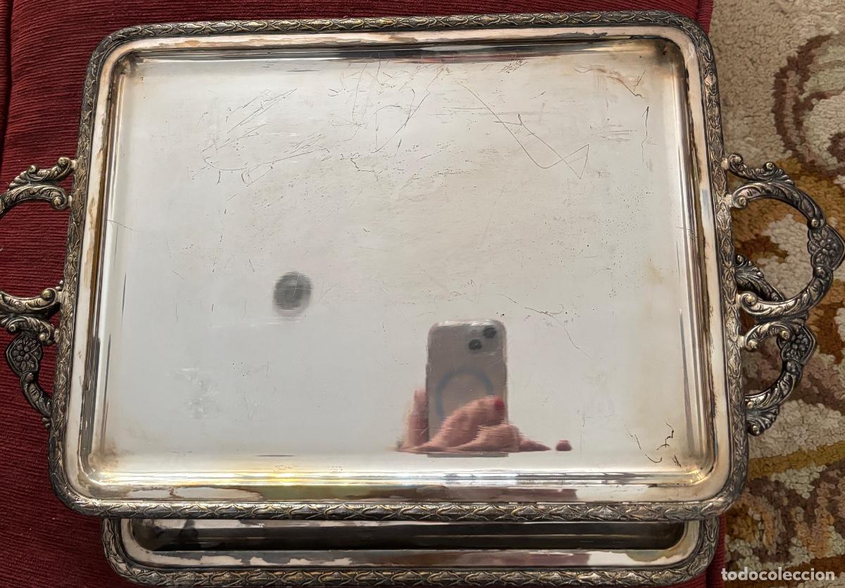 Antig&uuml;edades: Dos bandejas de alpaca plateada. - Foto 1