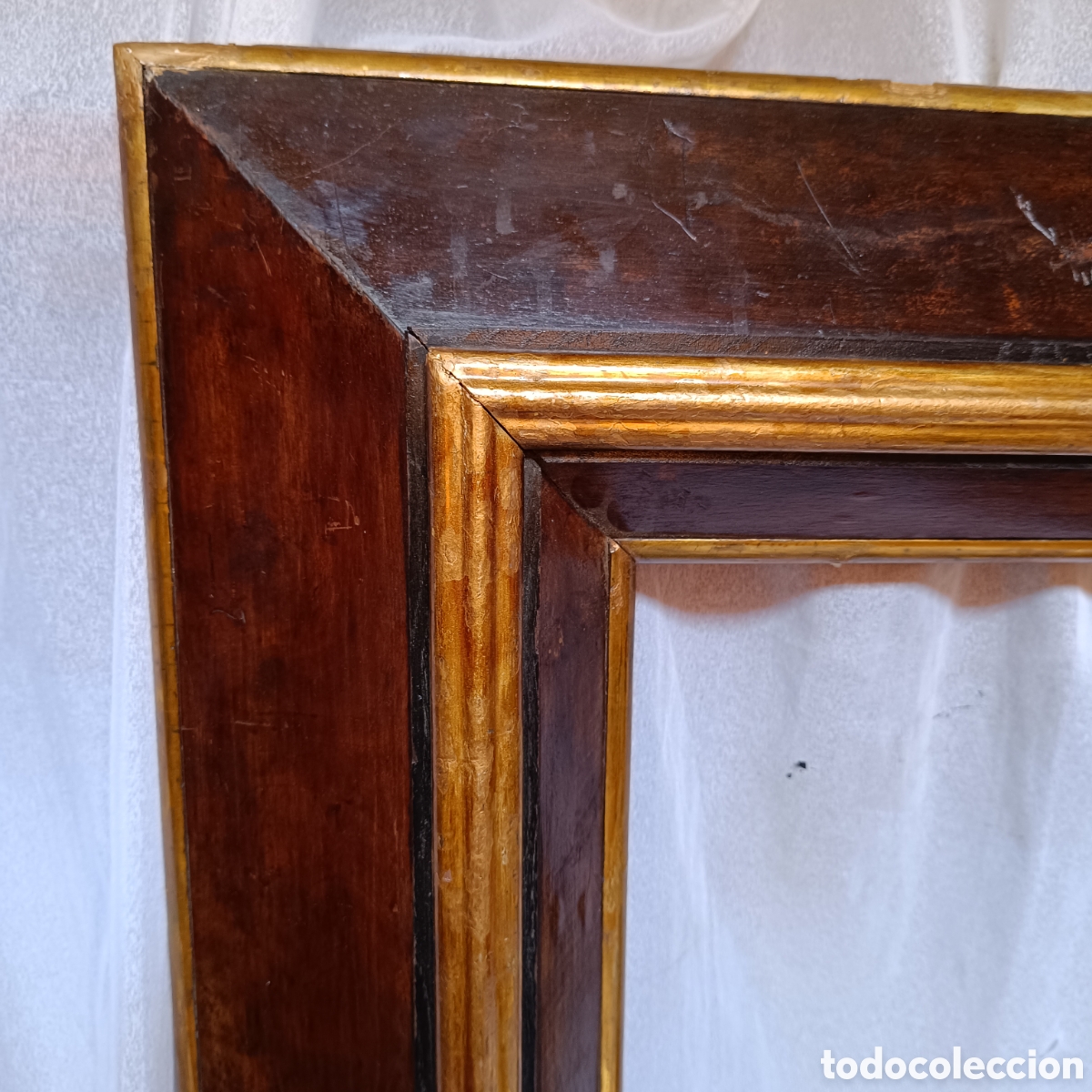 Antig&uuml;edades: Muy Antiguo marco madera dorado y marr&oacute;n - Foto 4