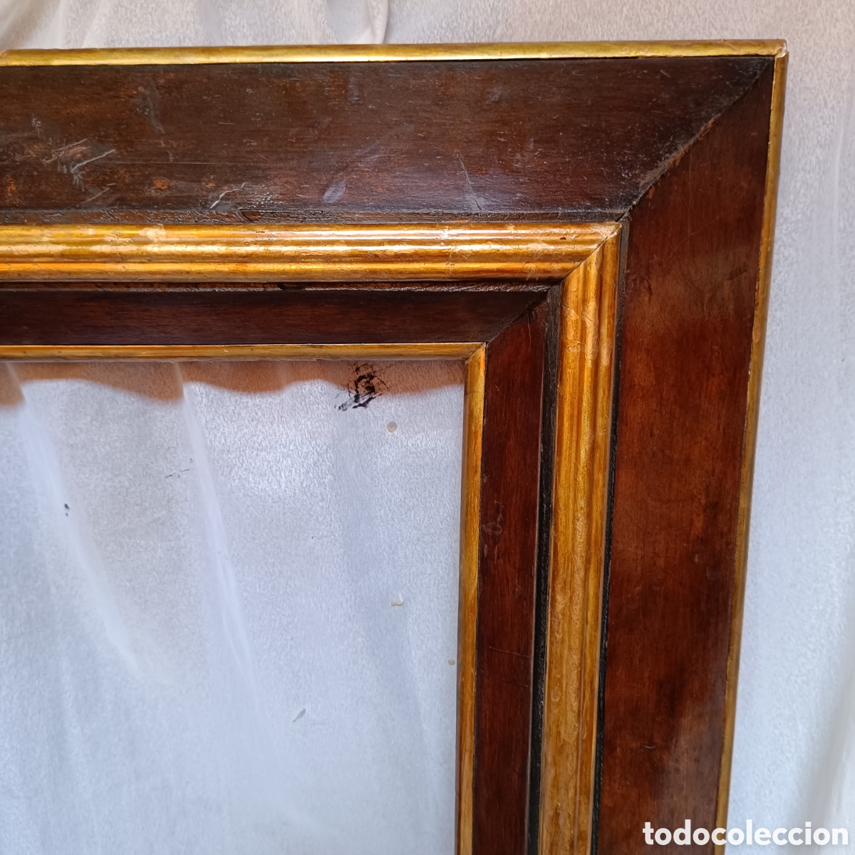 Antig&uuml;edades: Muy Antiguo marco madera dorado y marr&oacute;n - Foto 6