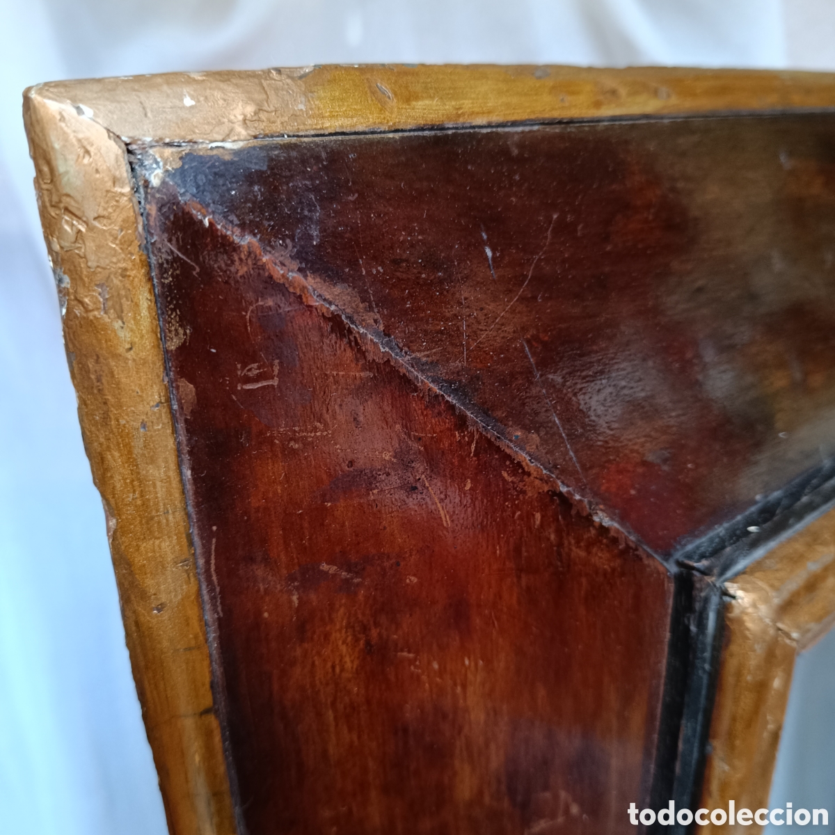 Antig&uuml;edades: Muy Antiguo marco madera dorado y marr&oacute;n - Foto 7