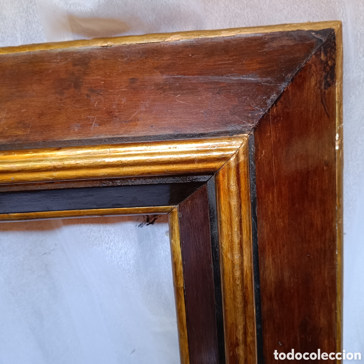 Antig&uuml;edades: Muy Antiguo marco madera dorado y marr&oacute;n - Foto 9