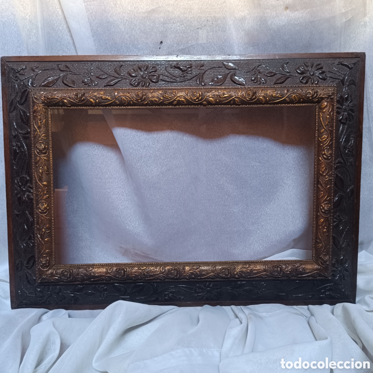 Antig&uuml;edades: Marco antiguo dorado y negro - Foto 4