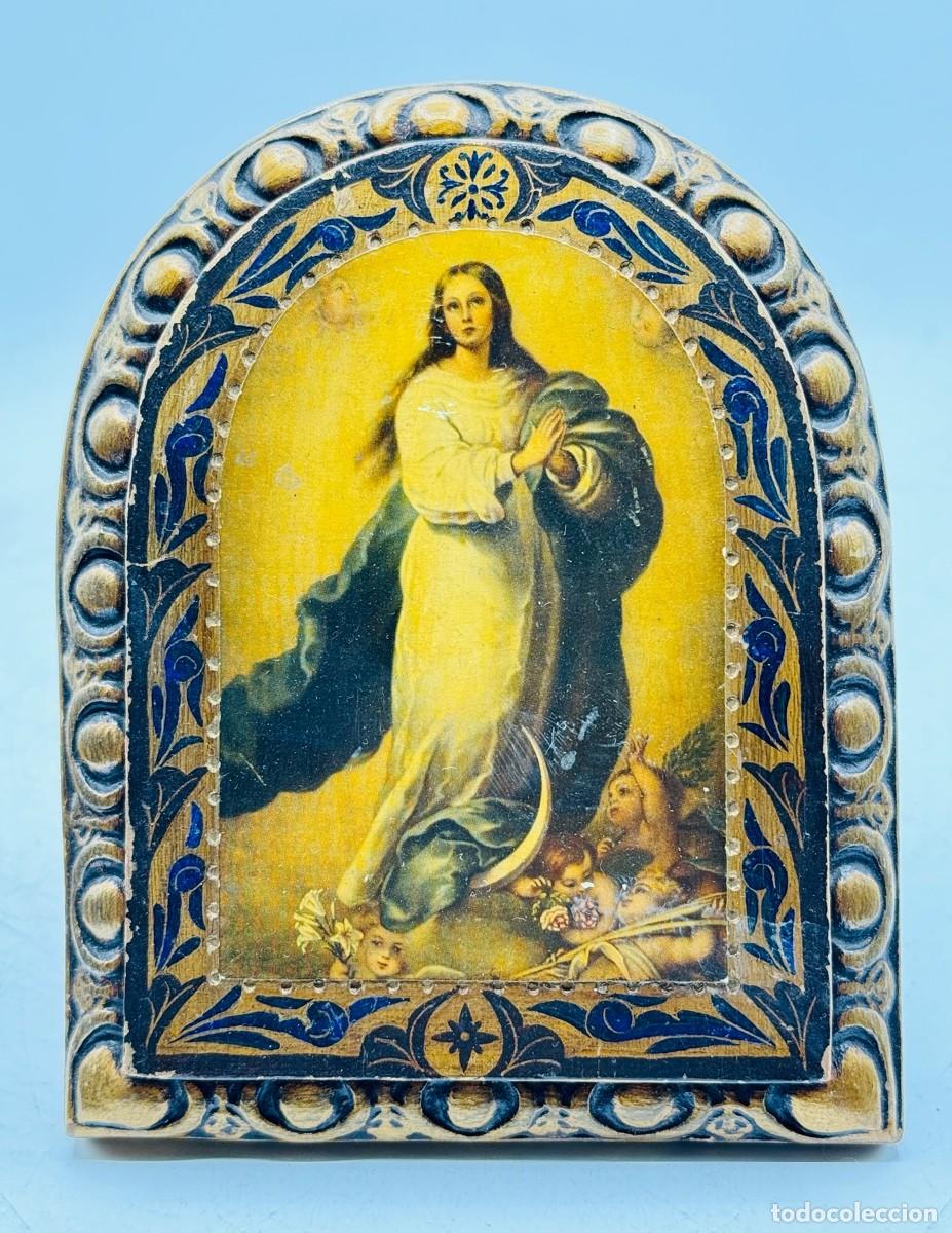Antig&uuml;edades: ANTIGUO ICONO RELIGIOSO - VIRGEN- MADERA - Foto 3