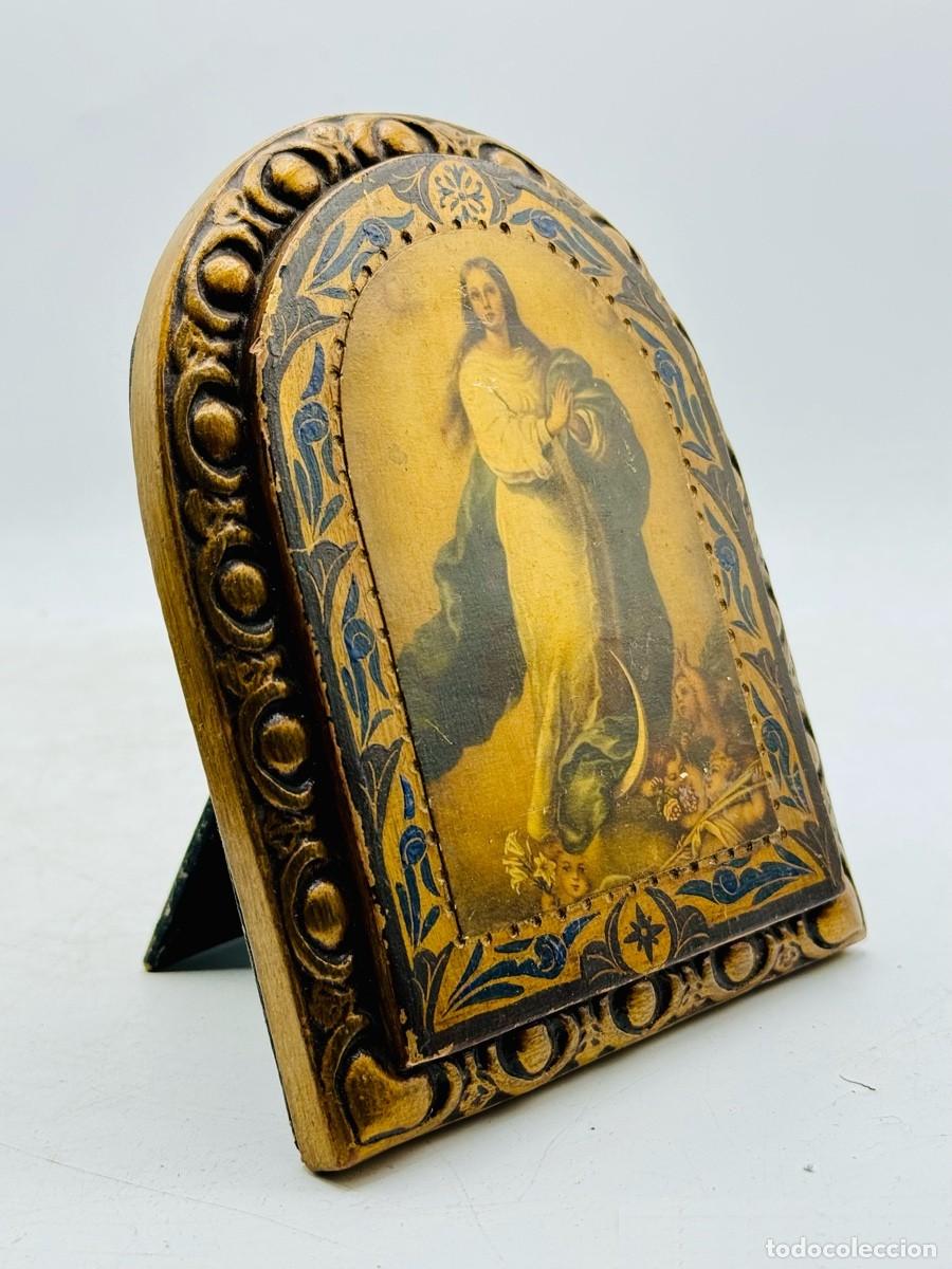 Antig&uuml;edades: ANTIGUO ICONO RELIGIOSO - VIRGEN- MADERA - Foto 5
